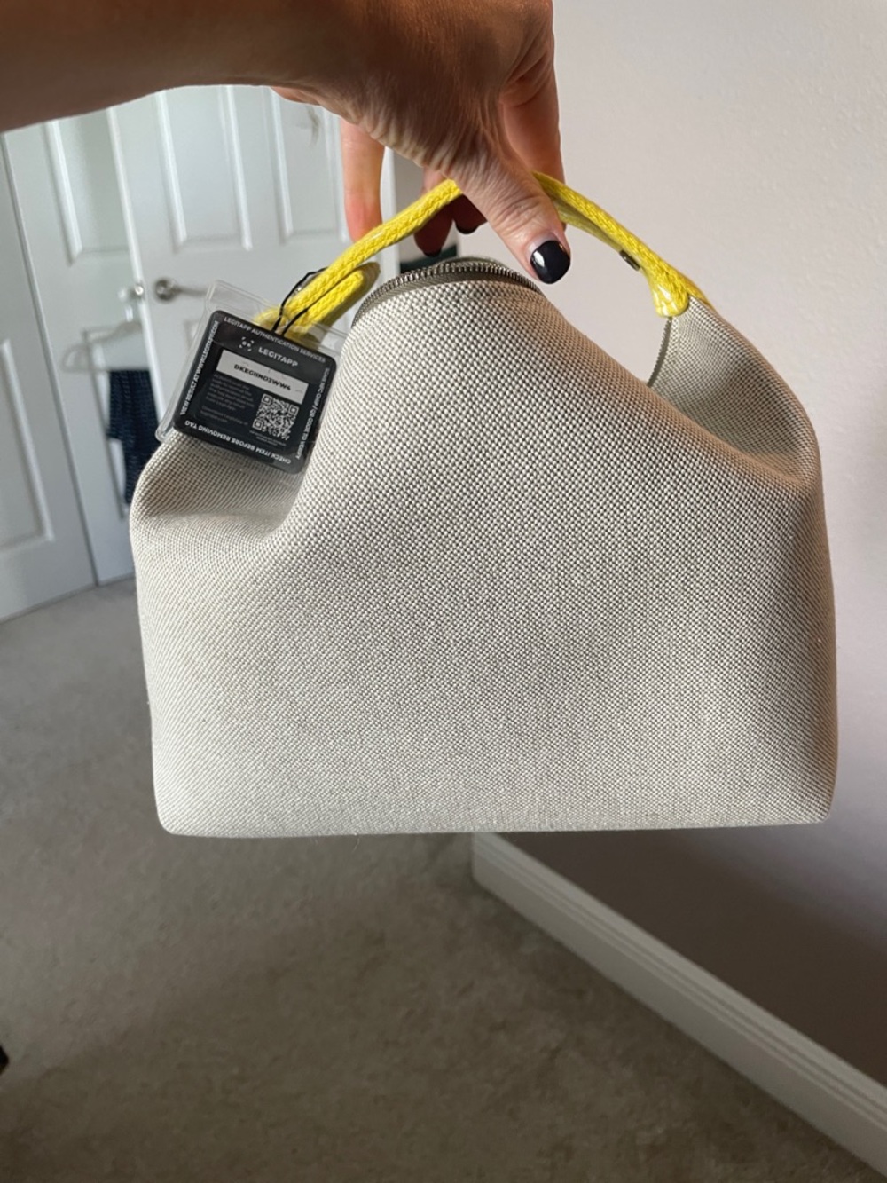 Hermes Beige Cream Canvas Cosmetic Pouch - Picture 3 of 5